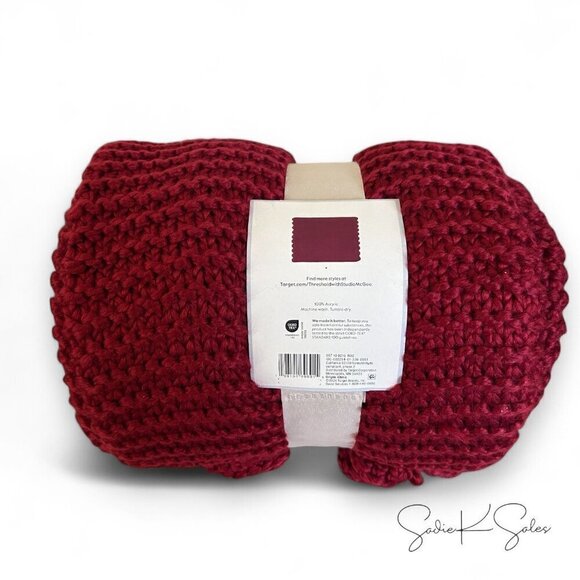 Knit Scalloped Edge Throw Blanket Red - Threshold Studio McGee, Christmas 2024 - Picture 6 of 7